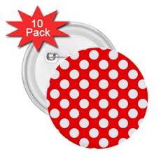 Large White Polka Dots Pattern, Retro Style, Pinup Pattern 2 25  Buttons (10 Pack)  by Casemiro