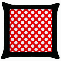 Large White Polka Dots Pattern, Retro Style, Pinup Pattern Throw Pillow Case (black) by Casemiro