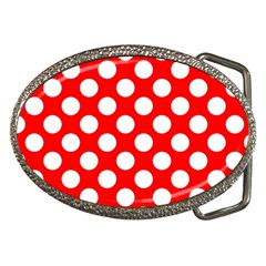 Large White Polka Dots Pattern, Retro Style, Pinup Pattern Belt Buckles by Casemiro