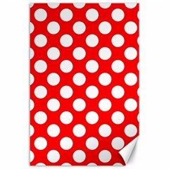 Large White Polka Dots Pattern, Retro Style, Pinup Pattern Canvas 24  X 36  by Casemiro