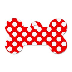 Large White Polka Dots Pattern, Retro Style, Pinup Pattern Dog Tag Bone (two Sides) by Casemiro