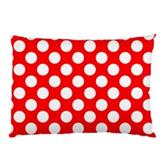 Large White Polka Dots Pattern, Retro Style, Pinup Pattern Pillow Case by Casemiro