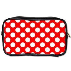 Large White Polka Dots Pattern, Retro Style, Pinup Pattern Toiletries Bag (one Side) by Casemiro