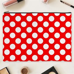 Large White Polka Dots Pattern, Retro Style, Pinup Pattern Cosmetic Bag (xxxl) by Casemiro