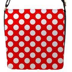 Large White Polka Dots Pattern, Retro Style, Pinup Pattern Flap Closure Messenger Bag (s) by Casemiro