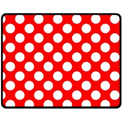 Large White Polka Dots Pattern, Retro Style, Pinup Pattern Double Sided Fleece Blanket (medium)  by Casemiro