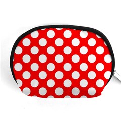 Large White Polka Dots Pattern, Retro Style, Pinup Pattern Accessory Pouch (medium) by Casemiro