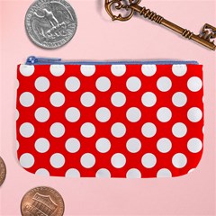 Large White Polka Dots Pattern, Retro Style, Pinup Pattern Large Coin Purse by Casemiro