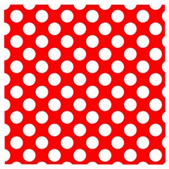 Large White Polka Dots Pattern, Retro Style, Pinup Pattern Wooden Puzzle Square by Casemiro