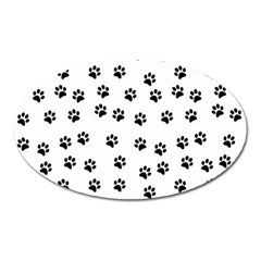 Dog Paws Pattern, Black And White Vector Illustration, Animal Love Theme Oval Magnet by Casemiro