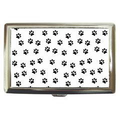 Dog Paws Pattern, Black And White Vector Illustration, Animal Love Theme Cigarette Money Case by Casemiro