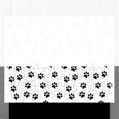 Dog Paws Pattern, Black And White Vector Illustration, Animal Love Theme Rectangular Jigsaw Puzzl by Casemiro