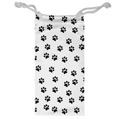 Dog Paws Pattern, Black And White Vector Illustration, Animal Love Theme Jewelry Bag by Casemiro