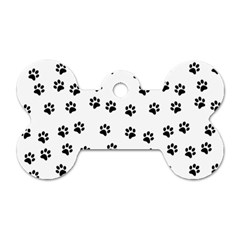 Dog Paws Pattern, Black And White Vector Illustration, Animal Love Theme Dog Tag Bone (one Side) by Casemiro