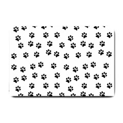 Dog Paws Pattern, Black And White Vector Illustration, Animal Love Theme Small Doormat  by Casemiro