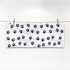 Dog Paws Pattern, Black And White Vector Illustration, Animal Love Theme Hand Towel by Casemiro