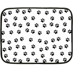 Dog Paws Pattern, Black And White Vector Illustration, Animal Love Theme Fleece Blanket (mini) by Casemiro