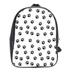 Dog Paws Pattern, Black And White Vector Illustration, Animal Love Theme School Bag (large) by Casemiro