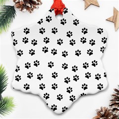 Dog Paws Pattern, Black And White Vector Illustration, Animal Love Theme Ornament (snowflake) by Casemiro