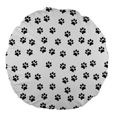 Dog Paws Pattern, Black And White Vector Illustration, Animal Love Theme Large 18  Premium Round Cushions by Casemiro