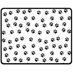 Dog Paws Pattern, Black And White Vector Illustration, Animal Love Theme Double Sided Fleece Blanket (medium)  by Casemiro