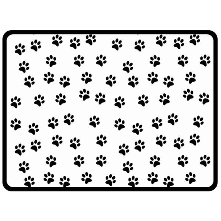 Dog paws pattern, black and white vector illustration, animal love theme Double Sided Fleece Blanket (Large) 