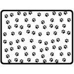 Dog paws pattern, black and white vector illustration, animal love theme Double Sided Fleece Blanket (Large)  80 x60  Blanket Back