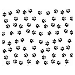 Dog Paws Pattern, Black And White Vector Illustration, Animal Love Theme Double Sided Flano Blanket (medium)  by Casemiro