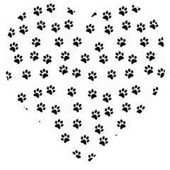 Dog Paws Pattern, Black And White Vector Illustration, Animal Love Theme Wooden Puzzle Heart by Casemiro