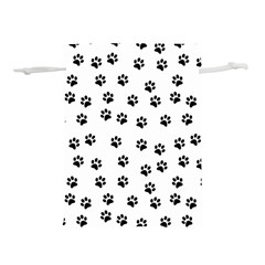 Dog Paws Pattern, Black And White Vector Illustration, Animal Love Theme Lightweight Drawstring Pouch (l) by Casemiro