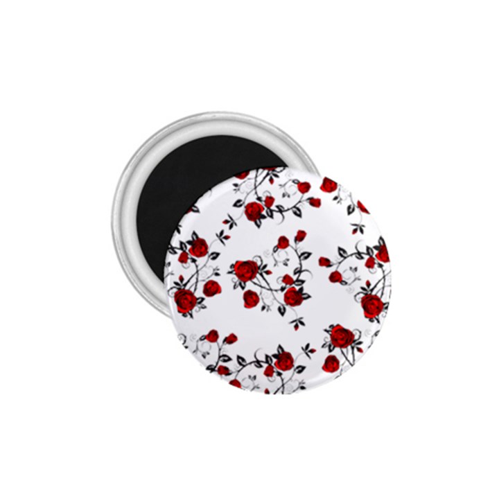 Vector Roses Pattern,red flowers and black branches, asymmetric design 1.75  Magnets