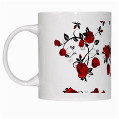 Vector Roses Pattern,red Flowers And Black Branches, Asymmetric Design White Mugs by Casemiro