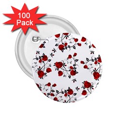 Vector Roses Pattern,red Flowers And Black Branches, Asymmetric Design 2 25  Buttons (100 Pack)  by Casemiro