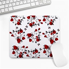 Vector Roses Pattern,red Flowers And Black Branches, Asymmetric Design Large Mousepads by Casemiro