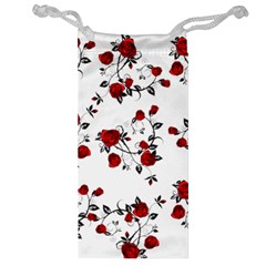 Vector Roses Pattern,red Flowers And Black Branches, Asymmetric Design Jewelry Bag by Casemiro