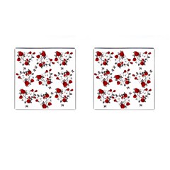 Vector Roses Pattern,red Flowers And Black Branches, Asymmetric Design Cufflinks (square) by Casemiro