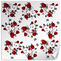 Vector Roses Pattern,red Flowers And Black Branches, Asymmetric Design Canvas 12  X 12  by Casemiro