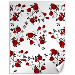 Vector Roses Pattern,red Flowers And Black Branches, Asymmetric Design Canvas 12  X 16  by Casemiro