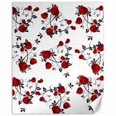 Vector Roses Pattern,red Flowers And Black Branches, Asymmetric Design Canvas 16  X 20  by Casemiro