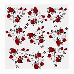 Vector Roses Pattern,red Flowers And Black Branches, Asymmetric Design Medium Glasses Cloth by Casemiro