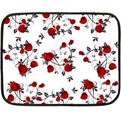 Vector Roses Pattern,red Flowers And Black Branches, Asymmetric Design Double Sided Fleece Blanket (mini) 