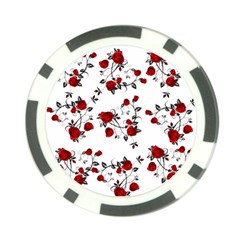 Vector Roses Pattern,red Flowers And Black Branches, Asymmetric Design Poker Chip Card Guard (10 Pack) by Casemiro