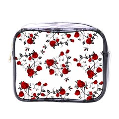 Vector Roses Pattern,red Flowers And Black Branches, Asymmetric Design Mini Toiletries Bag (one Side) by Casemiro