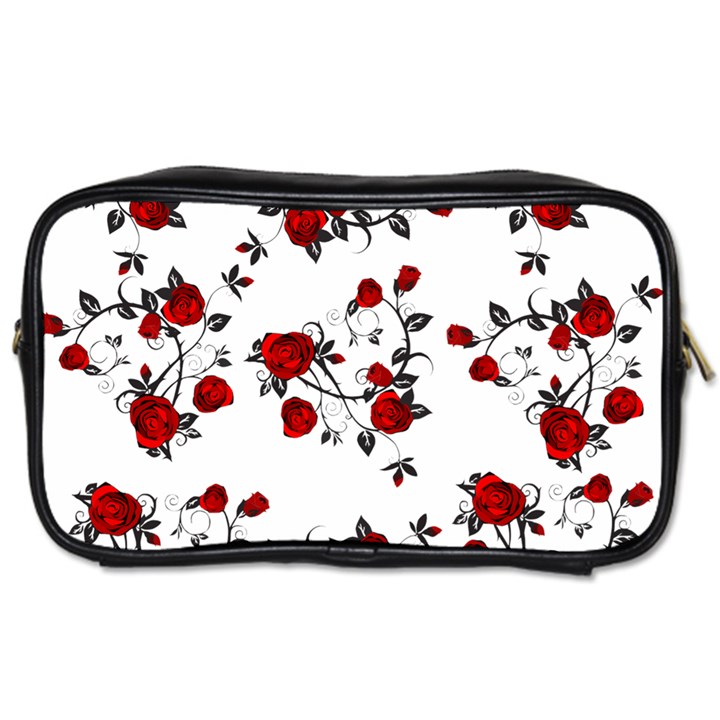 Vector Roses Pattern,red flowers and black branches, asymmetric design Toiletries Bag (One Side)