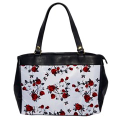 Vector Roses Pattern,red Flowers And Black Branches, Asymmetric Design Oversize Office Handbag by Casemiro