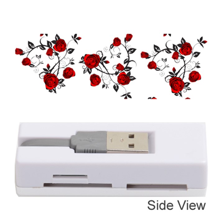 Vector Roses Pattern,red flowers and black branches, asymmetric design Memory Card Reader (Stick)