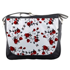 Vector Roses Pattern,red Flowers And Black Branches, Asymmetric Design Messenger Bag by Casemiro