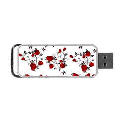 Vector Roses Pattern,red Flowers And Black Branches, Asymmetric Design Portable Usb Flash (two Sides) by Casemiro