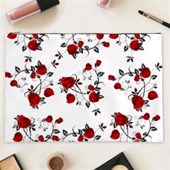 Vector Roses Pattern,red Flowers And Black Branches, Asymmetric Design Cosmetic Bag (xxl) by Casemiro