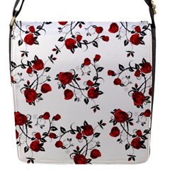 Vector Roses Pattern,red Flowers And Black Branches, Asymmetric Design Flap Closure Messenger Bag (s) by Casemiro